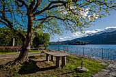 Garten und Aussichtsterrasse auf den See, Orta San Giulio, Ortasee Lago d’Orta, Region Piemont, Italien, Europa
