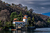  Lakefront promenade of Laveno-Mombello, Varese province, Lake Maggiore, Lombardy, Italy, Europe 