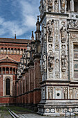  Exterior facade, Certosa di Pavia monastery (“Gratiarum Chartusiae”), Pavia province, Lombardy, Italy, Europe 