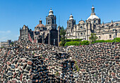 Archäologische Aztekenstadt Tenochtitlan, Templo Mayor, Blick auf die Kathedrale, Mexiko-Stadt, Mexiko