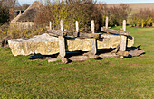 Rekonstruktion Schlitten zum Transport megalithischer Steine, Stonehenge, Wiltshire, England, Großbritannien