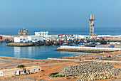 Fishing boats in harbour at port of Sidi Ifni, Morocco, North Africa