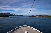  Bow of cruise ship Vasco da Gama (nicko cruises) and coast, near Coron, Palawan, Philippines 