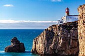  Europe, Portugal, Algarve, lighthouse at Cape Sao Vicente 