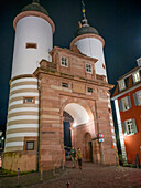  Heidelberg city gate at night, Heidelberg, Baden-Württemberg, Neckar, Germany, Europe 