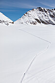 Weg vom Jungfraujoch zur Mönchsjochhütte, Aletschgletscher, Alpen, Wengen, Grindelwald, Kanton Bern, Bern, Wallis, Schweiz, Europa