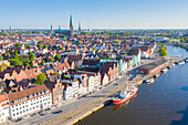 Blick auf die Untertarve und die Marien-Kirche, Hansestadt Lübeck, Schleswig-Holstein, Deutschland