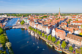  View of the old town and St. Jakobi Church, Hanseatic City of Luebeck, Schleswig-Holstein, Germany 