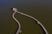  Pier at Hemmelsdorfer See at sunrise, spring, Schleswig-Holstein, Germany 