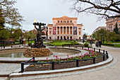  National Opera, Latvian National Opera, fountain in front, Riga, Latvia 