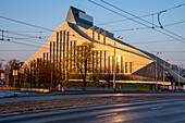  Latvian National Library in the golden light of the morning sun, designed and built by Latvian-born US architect Gunars Birkerts, Riga, Latvia 