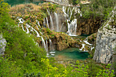  The large waterfall Veliki slap in Plitvice Lakes National Park, Croatia, Europe  