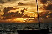  Africa, Mauritius Island, Indian Ocean, sunset with sailing boat 