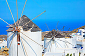 Traditional windmills, Chora, Serifos Island, Cyclades Islands, Greece