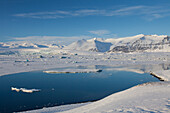  Icebergs in the glacier lake Joekusarlon, winter, Iceland 