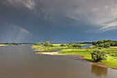  Storm clouds over the Elbe, Elbe River Landscape Biosphere Reserve, Lower Saxony, Germany 
