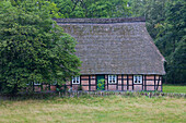  Half-timbered house, Wilsede, Lueneburg Heath, Lower Saxony, Germany 