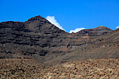 Volcanic peaks against deep blue sky, Jandia peninsula, Fuerteventura, Canary Islands, Spain