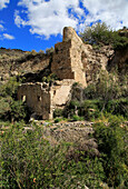 Countryside landscape, near Huebro, Ruta del Agua, Sierra Alhamilla mountains, Nijar, Almeria, Spain ruins old watermill