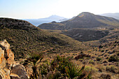 Coastal view westwards, Rodalquilar, Cabo de Gata natural park, Almeria, Spain
