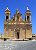 Seventeenth century Baroque architecture St Philip of Agira parish church at Zebbug, island of Gozo, Malta