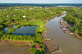 Luftaufnahme eines Seitenarms des Mekong, Cao Lanh (Cao Lãnh), Dong Thap (Đồng Tháp), Vietnam, Asien