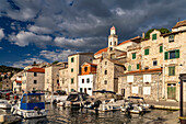 At the small harbour of the old town in Sibenik, Croatia, Europe