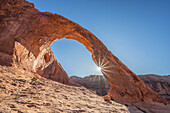  Corona Arch at sunrise, Moab, Utah, USA, United States 