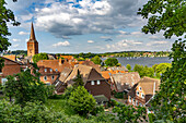  Plön with St. Nicholas Church on the Great Plön Lake, Schleswig-Holstein, Germany  