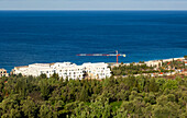 Large scale tourist development construction building work, Drymades beach, Ionian Sea, Albanian Riviera, Dhermi, Albania, Europe