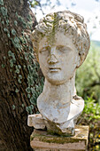 Replik einer klassischen Skulptur des Kopfes einer Frau, Archäologischer Park Apollonia, Pojan, Albanien - UNESCO-Weltkulturerbe