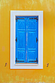 Alte Fensterläden, Insel Halki, Chalki, Dodekanes, Griechenland