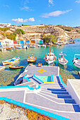 The small fishing village of Mandrakia, Mandrakia, Milos Island, Cyclades Islands, Greece