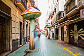  Alicante center, mushrooms in the shopping area of Calle San Francisco, Costa Blanca, Spain 