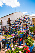  Iznajar, a white mountain village, full of flowers in the olive belt, by the reservoir, in the province of Cordoba, Spain 