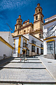  Olvera, white village, with steep path up to the cathedral and castle, Cadiz province, Spain 