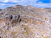  Ruins of Péra Kástro above Chorió on the island of Kalymnos (Kalimnos) in Greece 