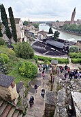  Teatro Romano and River Adige, Verona, Veneto, Northern Italy 