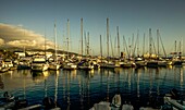 Jachthafen in Ceuta im Morgenlicht, nordafrikanische Küste, Spanien