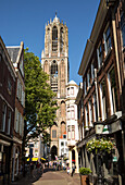 Famous fourteenth century Dom church tower in city of Utrecht, Netherlands