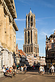 Famous fourteenth century Dom church tower in city of Utrecht, Netherlands