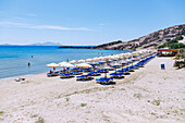 Paradise Beach (Bubble Beach) bei Kefalos auf der Insel Kos mit Blick auf die Inseln Giali und Nissiros (Nissyros, Nisiros) in Griechenland