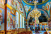  Interior of the church of Agios Georgios (Kimissis tis Theotoku) in the mountain village of Zia on the island of Kos in Greece 