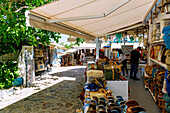 Ladengasse im Zentrum von Zia auf der Insel Kos in Griechenland