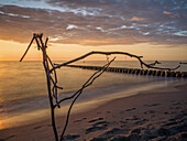 Sonnenuntergang auf dem Darß, Ahrenshoop, Ostsee, Fischland, Darß, Zingst, Mecklenburg-Vorpommern, Landesteil Vorpommern, Deutschland, Europa