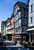  House of Jakob and Wilhelm Grimm in Barfüßerstraße, corner house, old town of Marburg, Hesse, Germany 