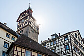 Mittelalterliche Stadt und Fachwerkhäuser, Schwäbisch Hall, Kochertal, Kocher, Hohenlohe, Franken, Baden-Württemberg, Deutschland