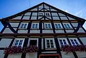  Alsfeld fairytale house, facade of the half-timbered house, Alsfeld, Hesse, Germany 