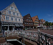 Bürgerhäuser an der Westfleth in Buxtehude, Niedersachsen, Deutschland