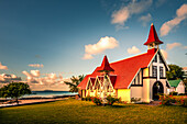  Church of Notre-Dame Auxiliatrice de Cap Malheureux, sunset on Mauritius, Africa 